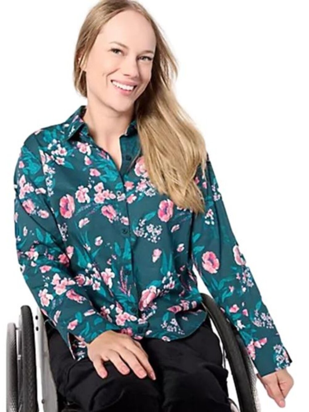 Denim & Co Adaptive Classic Tunic Shirt with Rounded Hem Fall Teal M